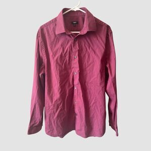 Express Men’s Slim Fit Long Sleeve Button Up Dress Shirt Size L Fuchsia Cotton